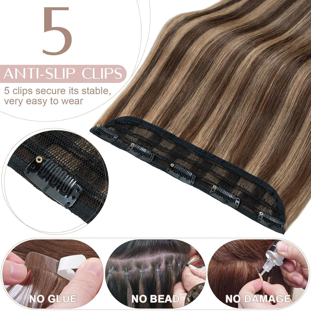 SEGO Haarverlängerungen Clip in Extensions DICKER 7A 100% Echtes menschliches Haar 1 Teilig 5 Clips