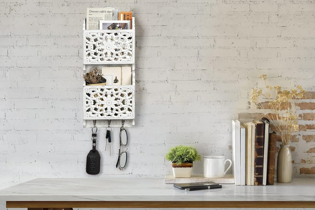 Rustikale Postsortierer und Schlüsselbrett, Zeitschriftenhalter Shabby Chic Briefständer Schlüsselha