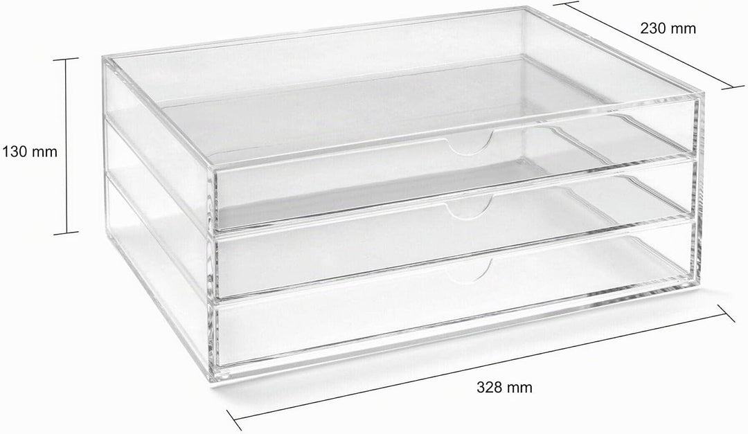 OSCO A3TSL Magazin mit 3 Schubladen aus klarem Acryl im Querformat farblos Single, Single