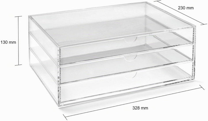 OSCO A3TSL Magazin mit 3 Schubladen aus klarem Acryl im Querformat farblos Single, Single