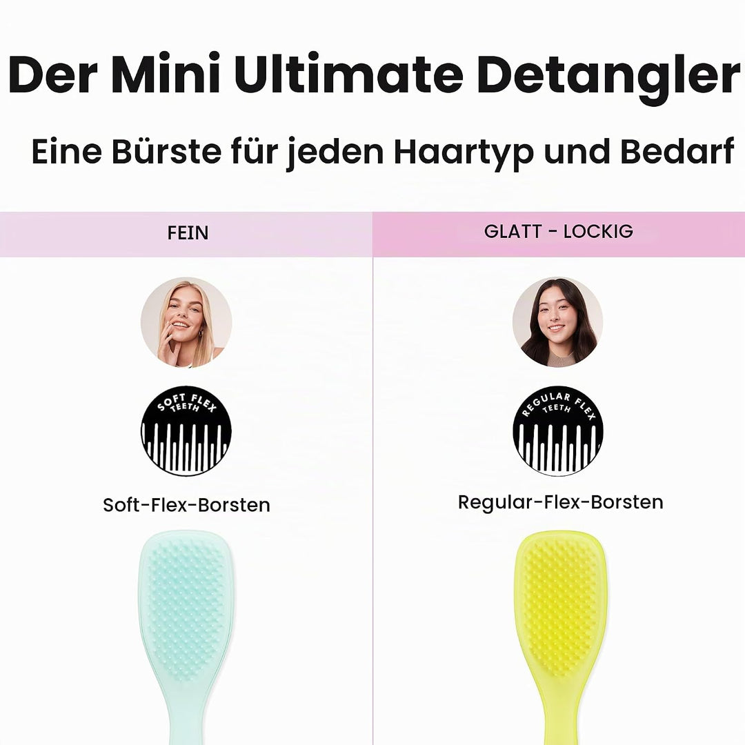 Tangle Teezer Die ultimative Mini-Entwirrer-Haarbürste, sanft zu nassem Haar, zweistufige Zähne und