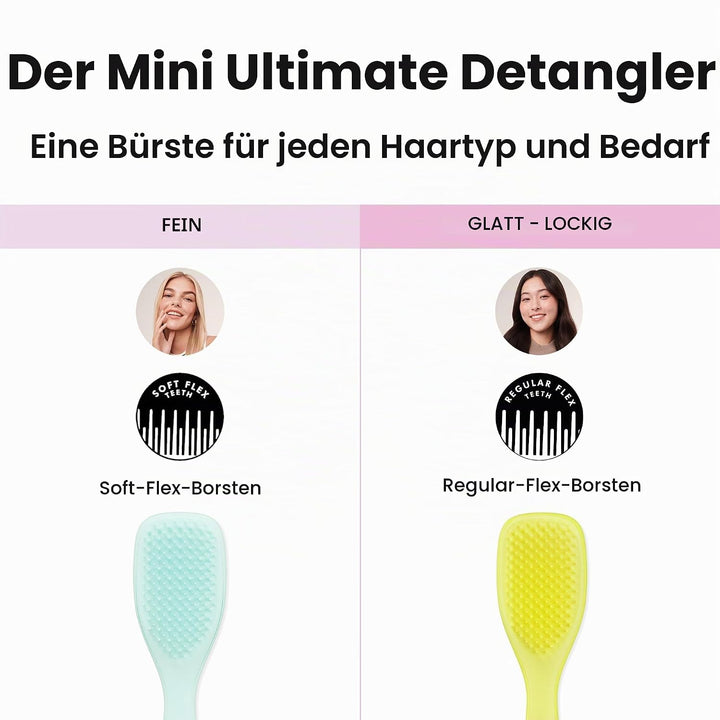 Tangle Teezer Die ultimative Mini-Entwirrer-Haarbürste, sanft zu nassem Haar, zweistufige Zähne und