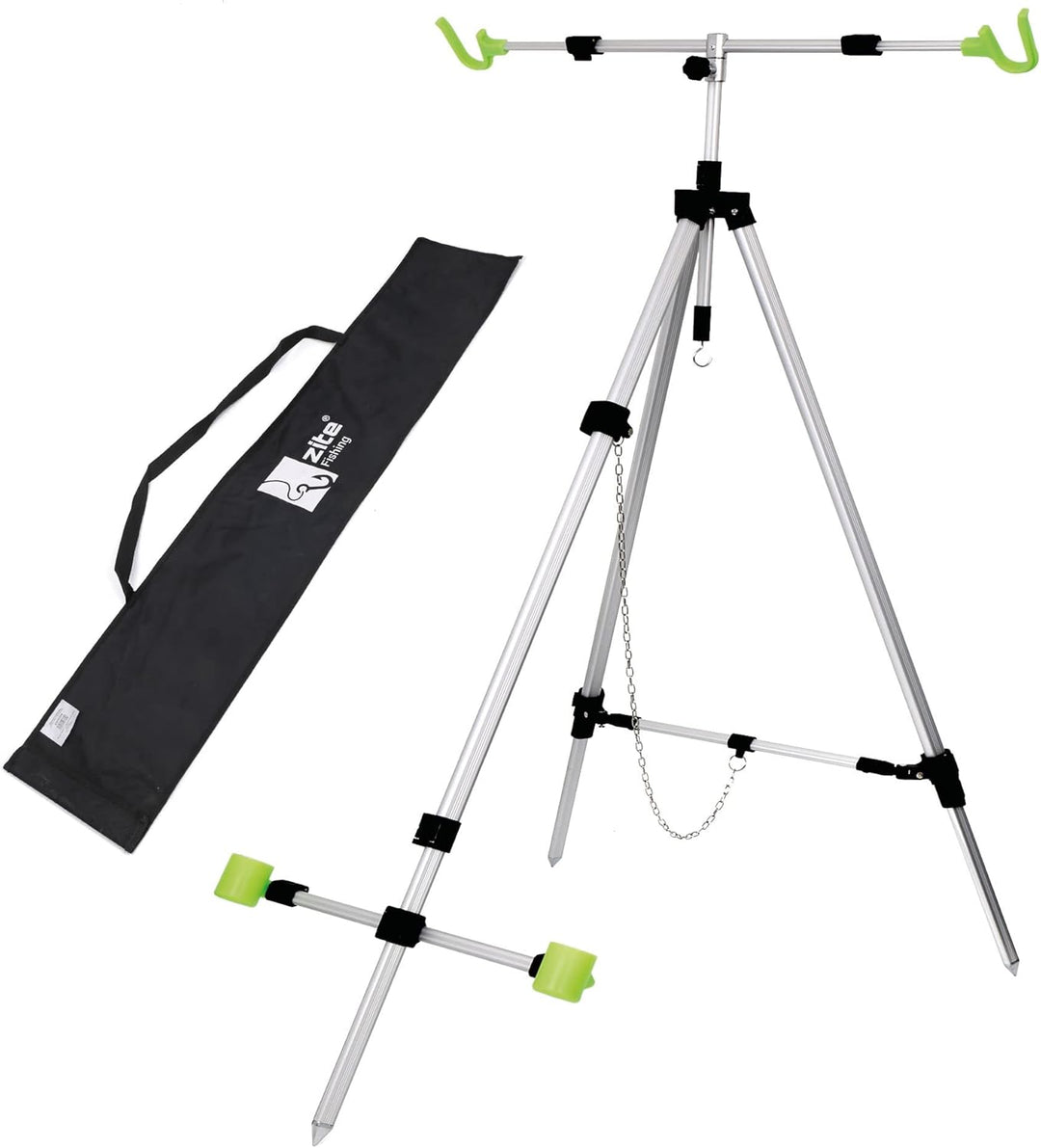 Zite Fishing Brandungsrutenhalter - Aluminium Tripod für 2 Brandungsruten - Brandungsdreibein Ruten-