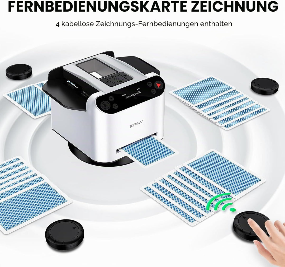 Kartenmischmaschine mit Austeilen, 360° Drehung für 1–2 Decks, mit 4 Fernbedienungen, Automatischer