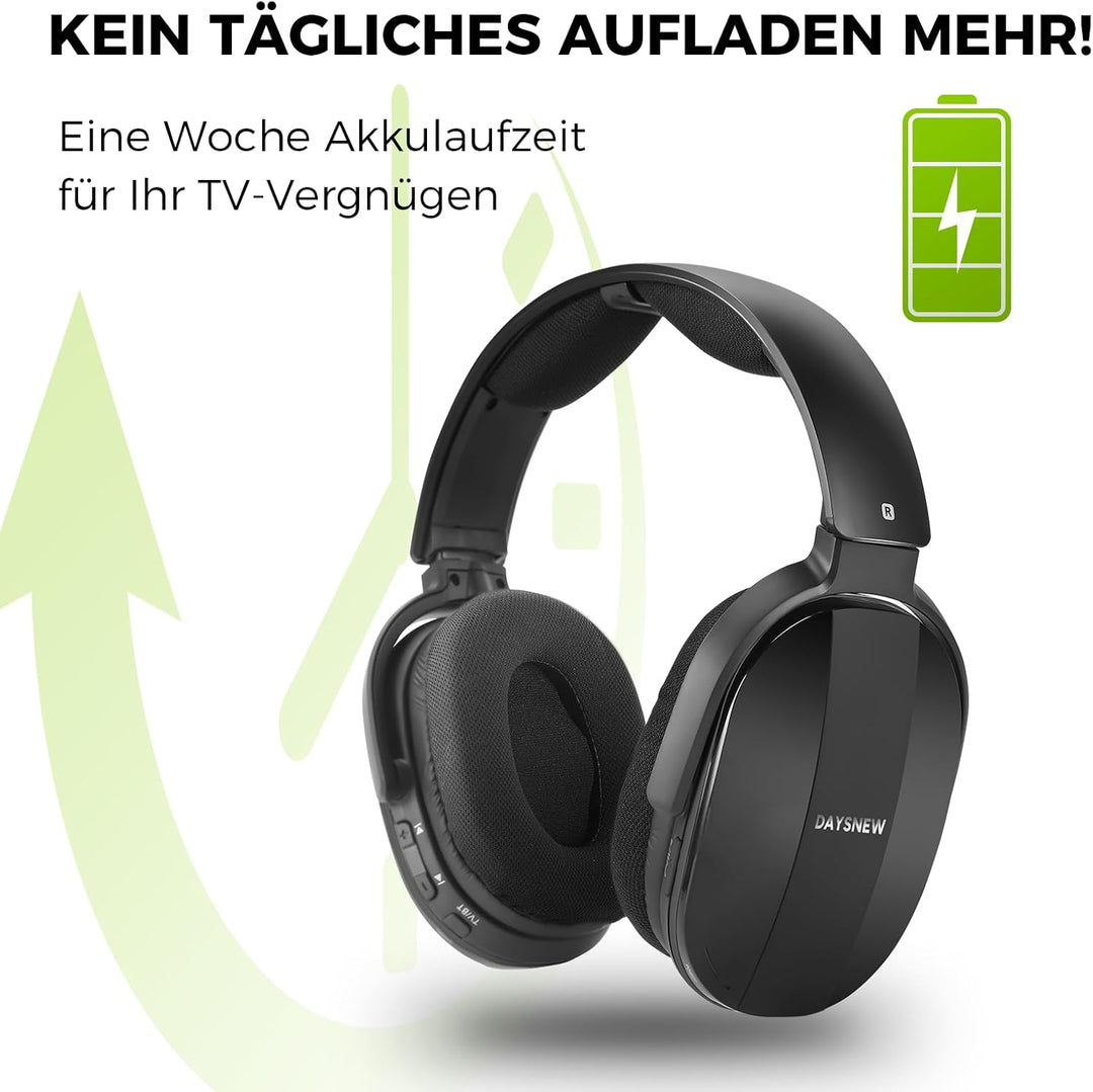 Funkkopfhörer Kabellos für TV – TV Kopfhörer Kabellos mit Ladestation & RF-Sender, Seniorenfreundlic
