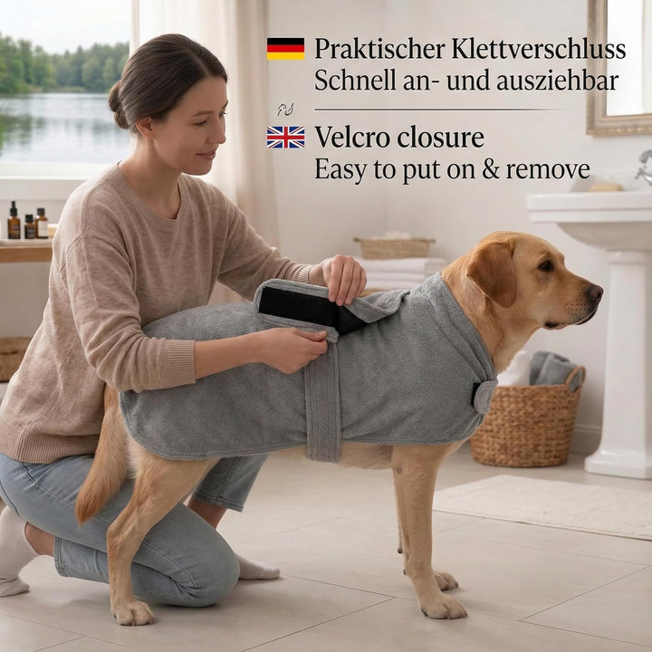 Betz Hundehandtuch extra saugfähig & schnelltrocknend Haustierhandtuch mit Klettverschluss 100% Baum