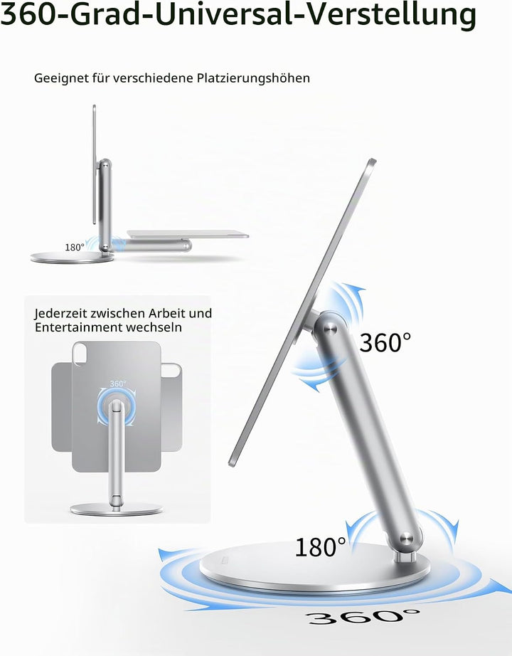 LULULOOK Magnetisch iPad mini 7 Ständer mit 360° Drehbar Basis, Faltbar Einstellbar Mini 6 Halterung