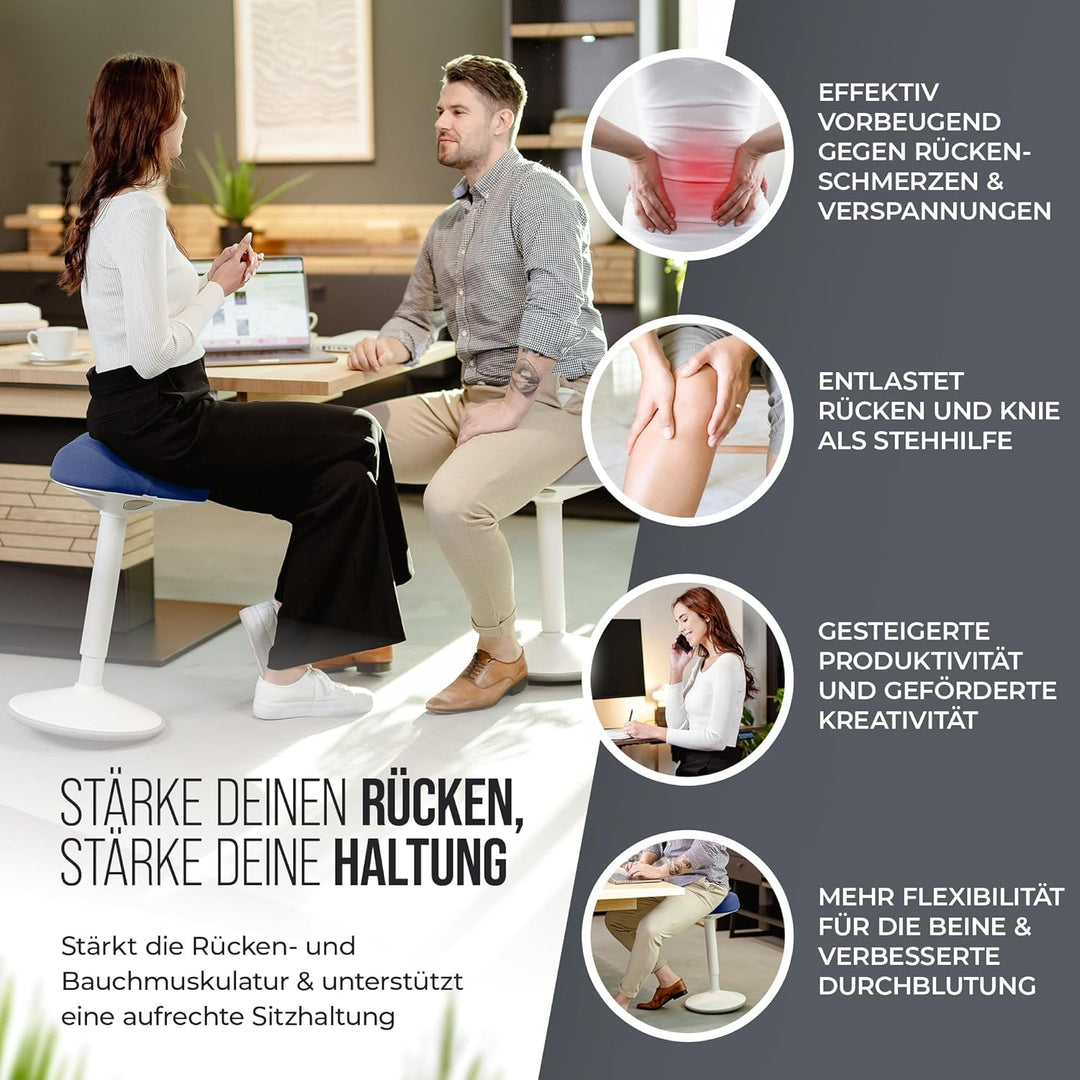 SH-01S Bürohocker Ergonomisch [IGR Zertifiziert] | Sitzhocker ergonomisch höhenverstellbar [47-65 cm