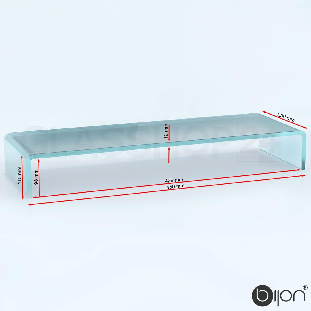 bijon TV Aufsatz Glas Bildschirm-Erhöhung | PC Monitor-Erhöhung, Schreibtisch-Aufsatz für Laptop | (