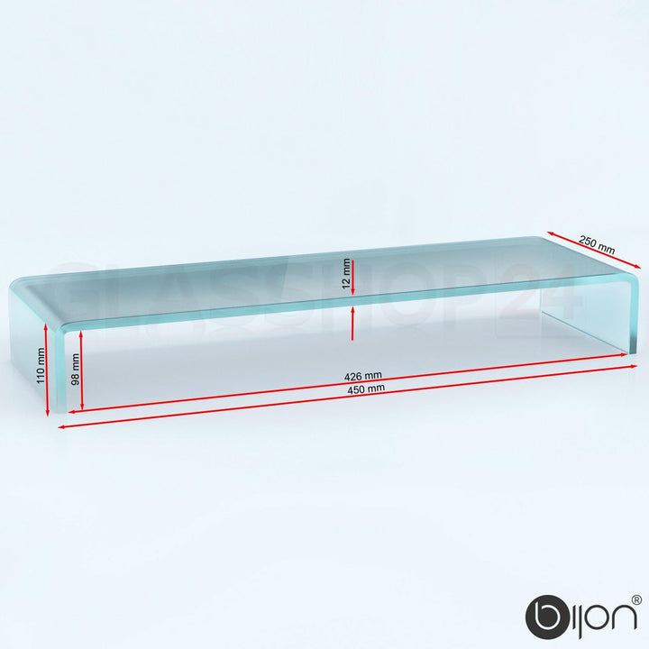 bijon TV Aufsatz Glas Bildschirm-Erhöhung | PC Monitor-Erhöhung, Schreibtisch-Aufsatz für Laptop | (