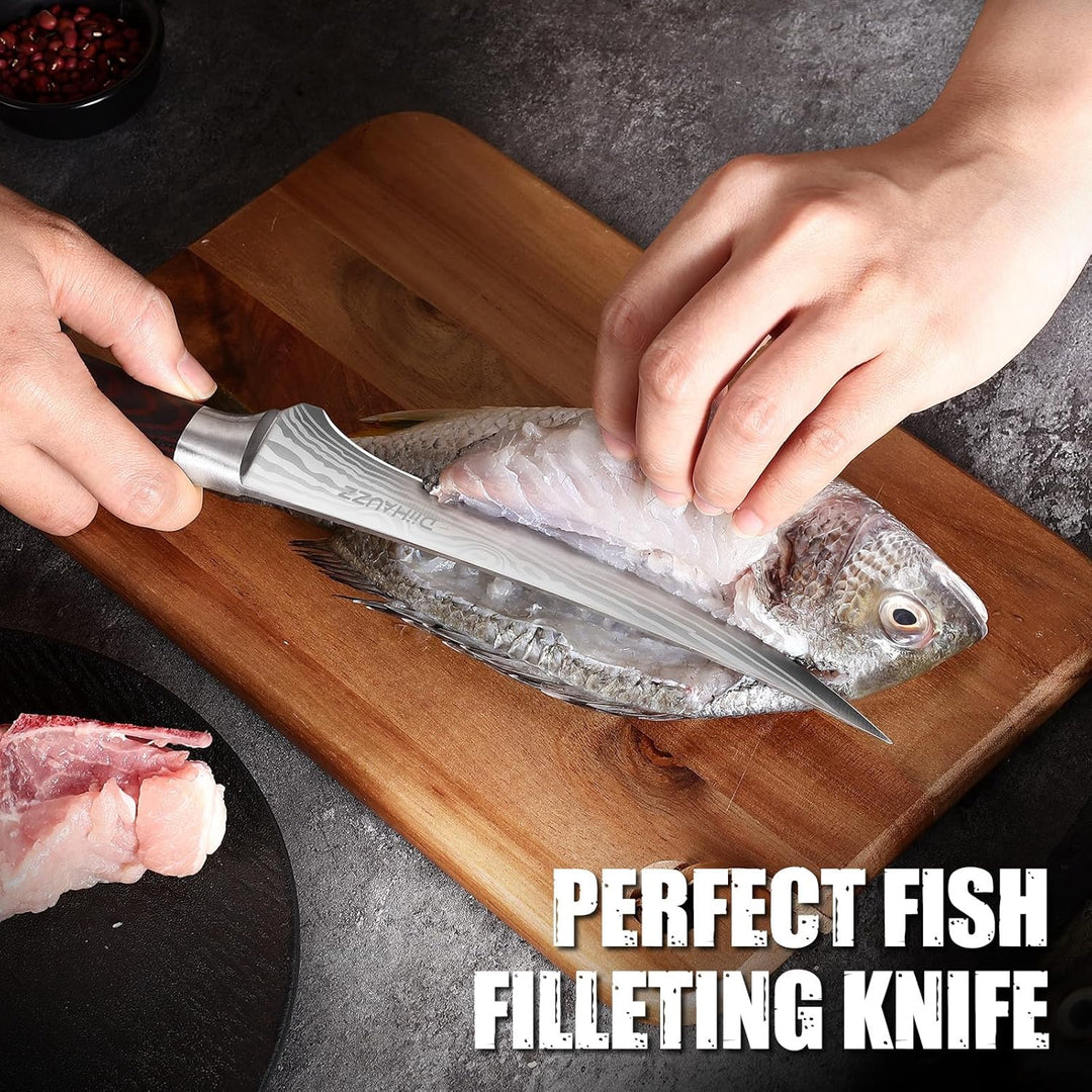 Filetiermesser 18 cm Küchenmesser, Ultrascharfes Ausbeinmesser Fischmesser, Professionelles Fischfil
