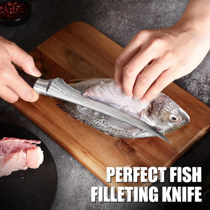 Filetiermesser 18 cm Küchenmesser, Ultrascharfes Ausbeinmesser Fischmesser, Professionelles Fischfil