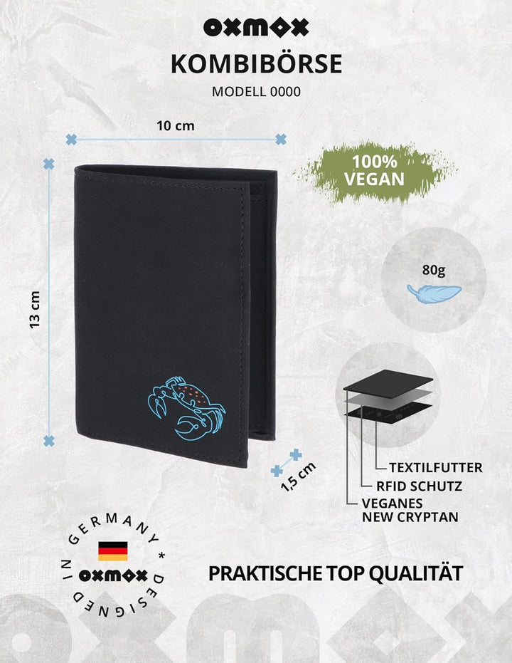 Geldbörse New Cryptan RFID Protect Kombibörse Crab Print Cyan Black, Crab Print Cyan Black