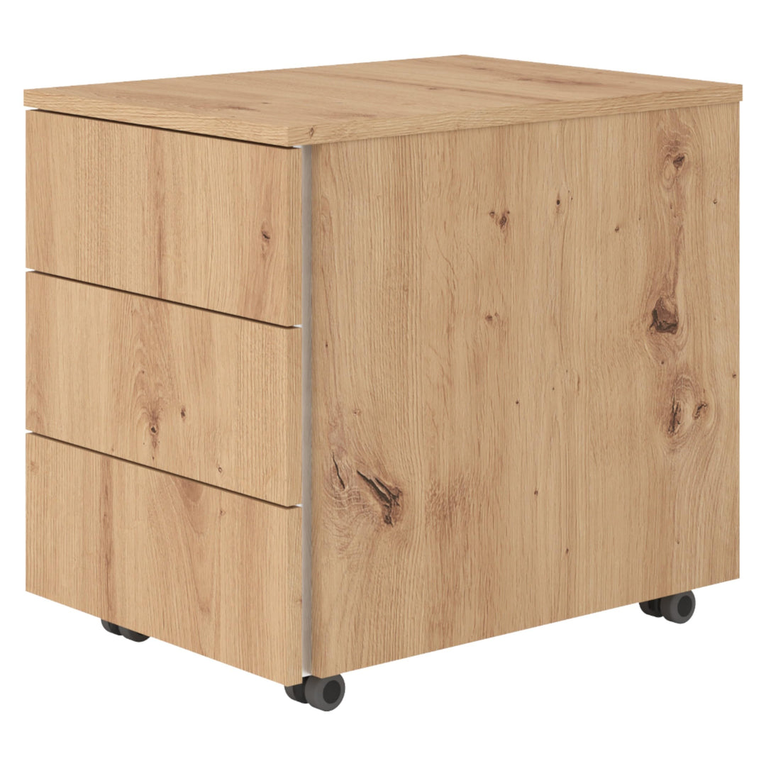 bümö lite Rollcontainer mit Schubladen, Container aus Holz in Asteiche - Rollwagen für's Büro als Sc