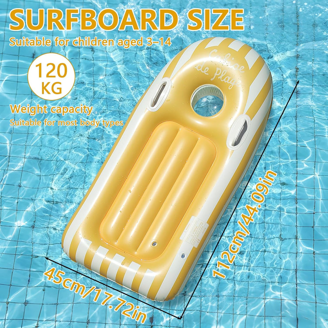 Schwimmbrett Bodyboard Aufblasbar, Shyllin Surfbrett Bodyboard mit Griffen, Schwimmhilfe Aufblasbar