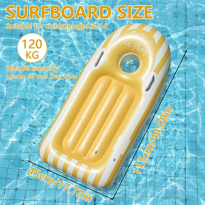 Schwimmbrett Bodyboard Aufblasbar, Shyllin Surfbrett Bodyboard mit Griffen, Schwimmhilfe Aufblasbar