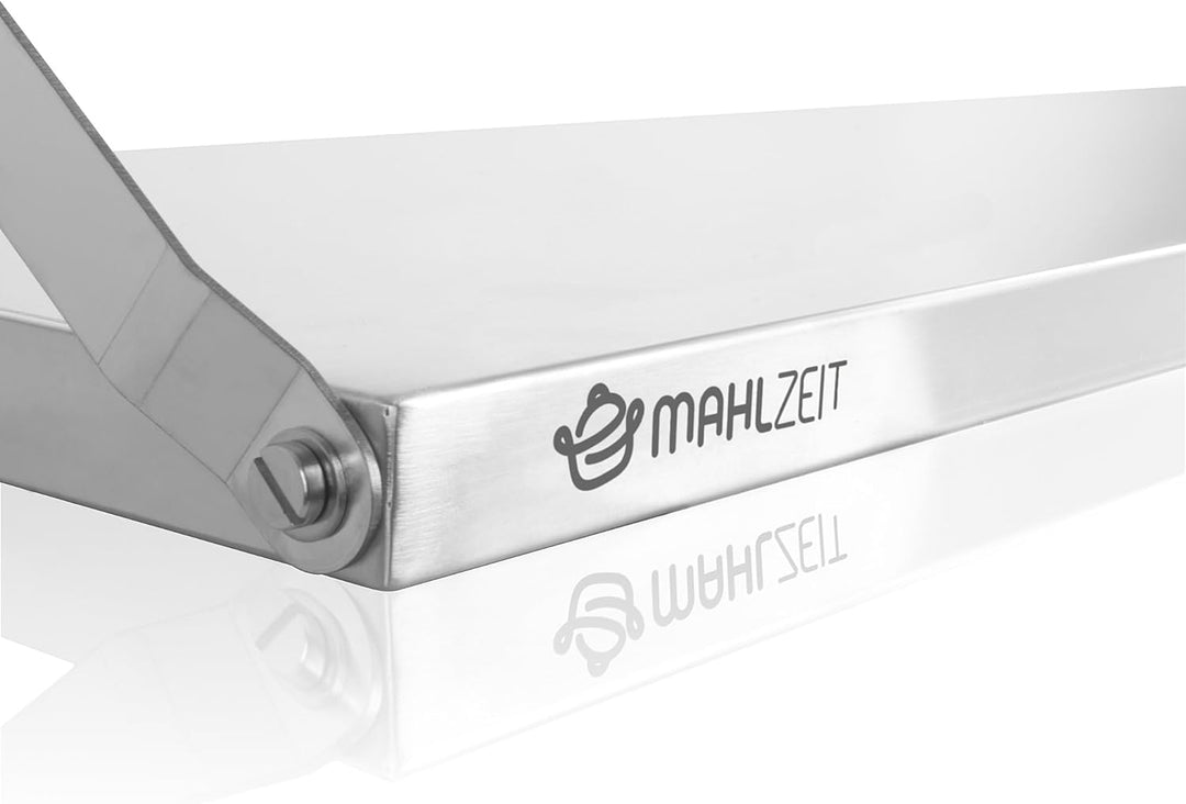 Mahlzeit Edelstahl Wandregal | 120 x 30 cm | Hängeregal, Klappbar | Silber | Ablage Edelstahl Regal