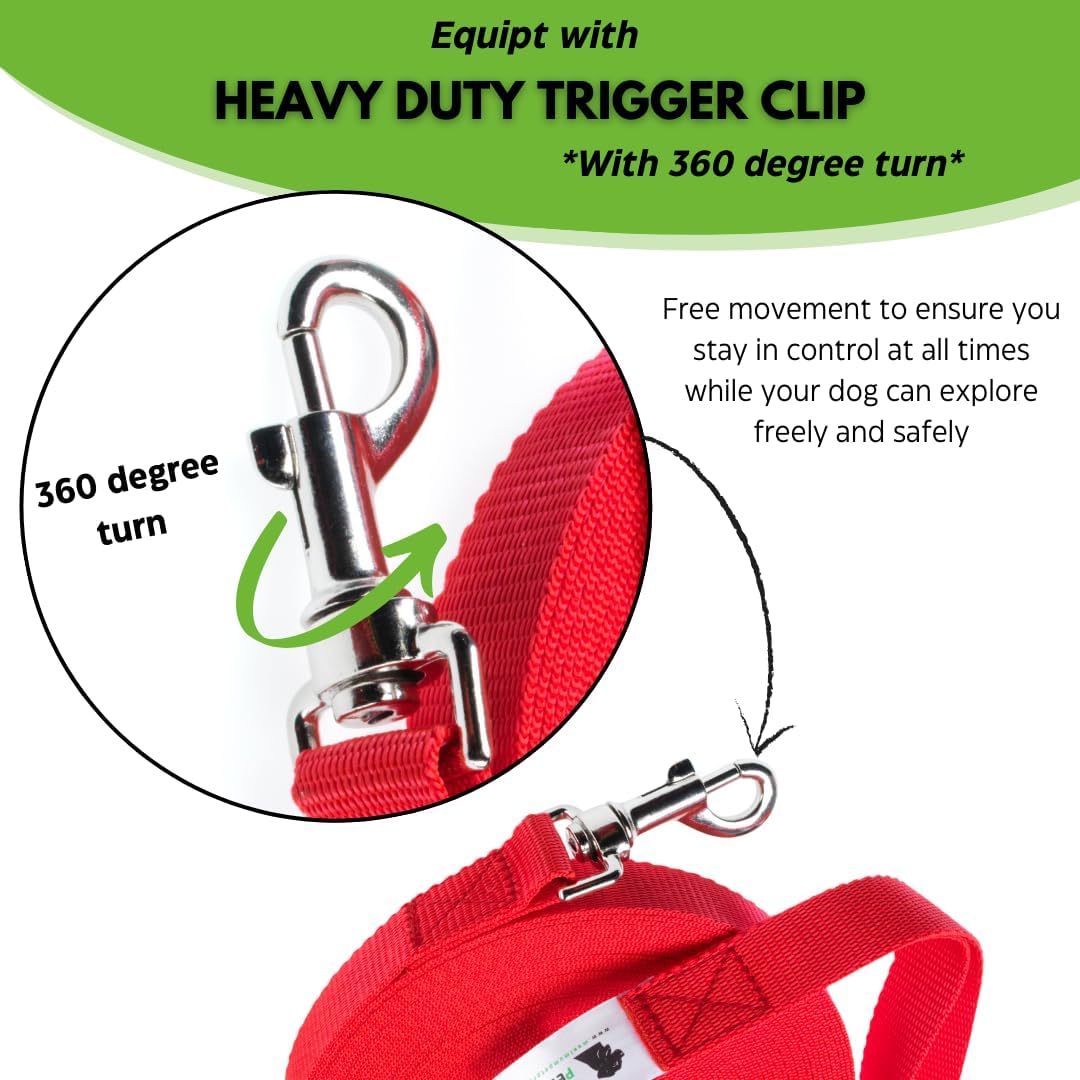 15 m lange Leine für Hunde und Pferde 25 mm breit sehr stark 50ft/15m Rot, 50ft/15m Rot