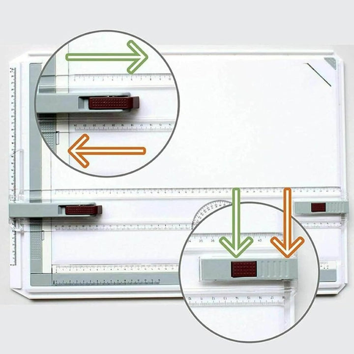 A3 Zeichenbrett 51×37cm – Verstellbarer Zeichenwinkel, Profi-Zeichenplatte mit Schiebelineal, T-Quad