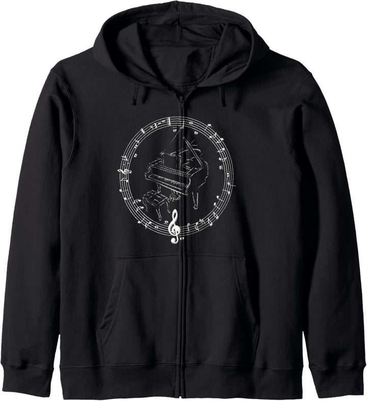 Klavier mit Musiknoten Pianist Geschenk Kapuzenjacke