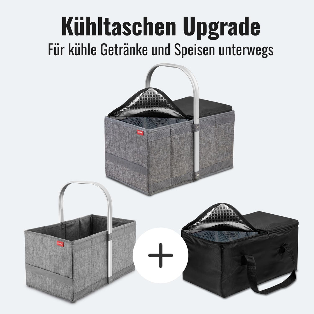 achilles Handle-Box cool, Einkaufskorb mit Kühleinsatz, Faltkorb mit Aluminium Griff, Kühlkorb, 40 c