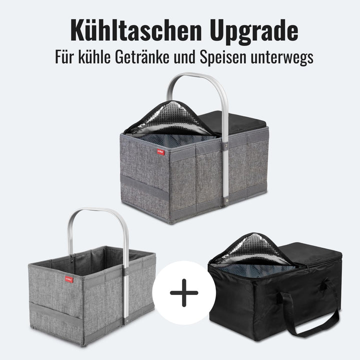 achilles Handle-Box cool, Einkaufskorb mit Kühleinsatz, Faltkorb mit Aluminium Griff, Kühlkorb, 40 c