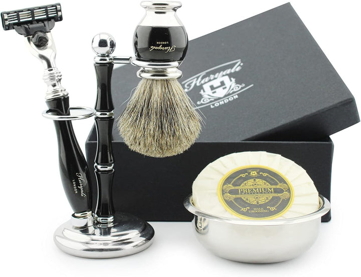 Weihnachten Herren- Rasur-Geschenk Set mit Dachs Haarbürste Rasiermesser Rasieren Soap And Rasiersch