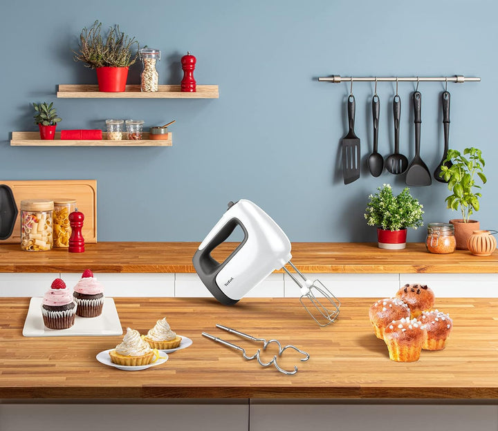 Tefal HT4601 Prep'Mix Handmixer, Kunststoff, Stahl, 500 W, Weiss/Graphit