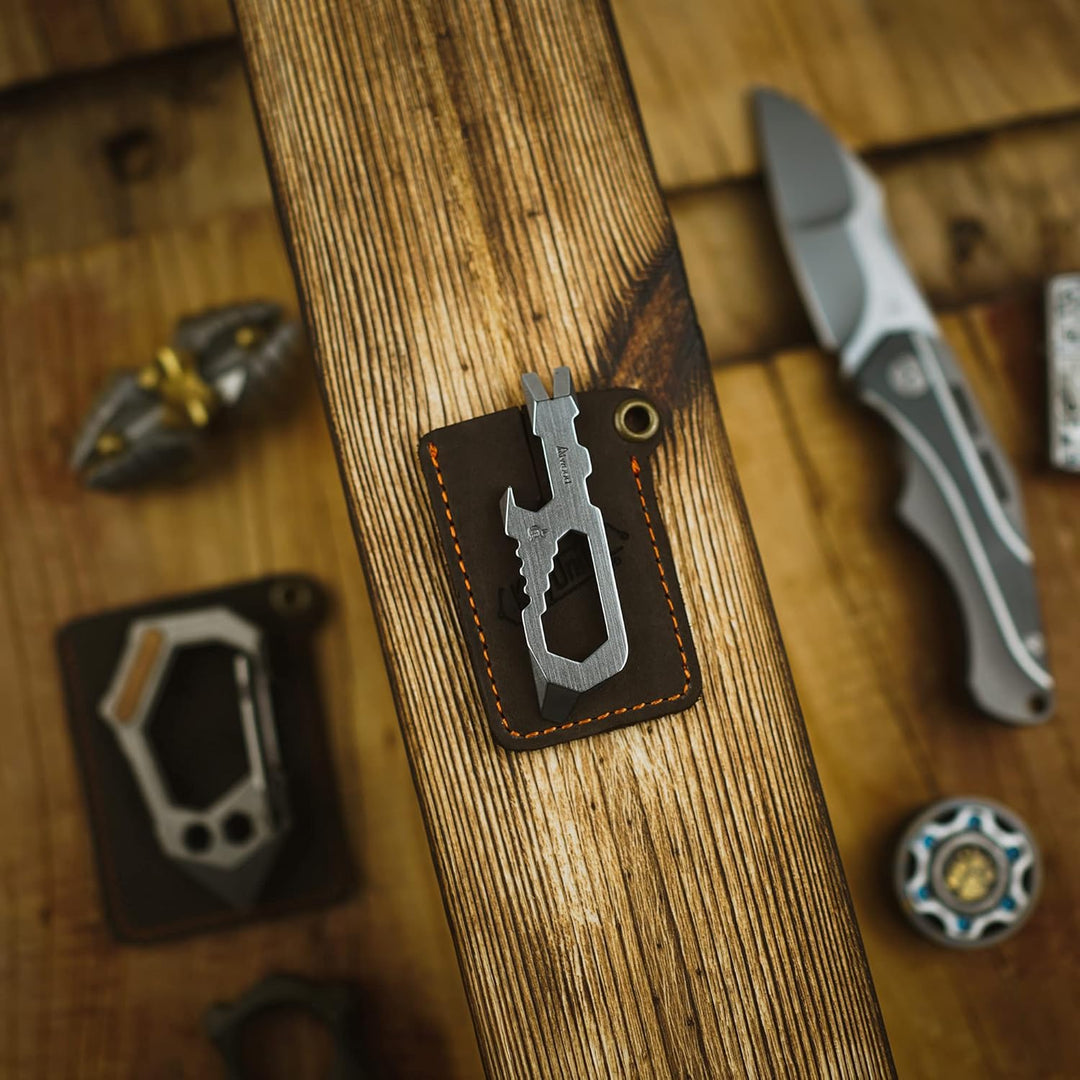 KeyUnity Handgenähte EDC Lederscheide, Kartenhüllen, Tasche Organizer Slip Beutel Ka03, Ka03