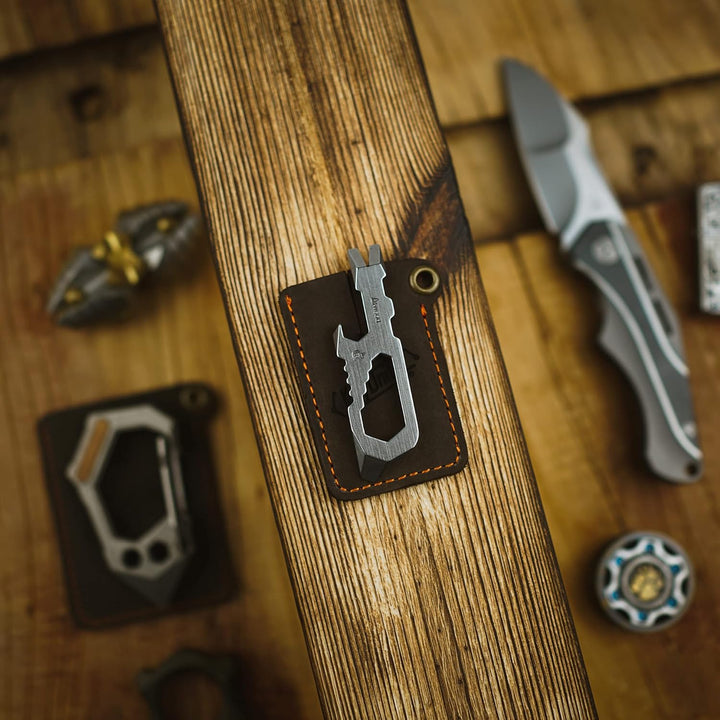 KeyUnity Handgenähte EDC Lederscheide, Kartenhüllen, Tasche Organizer Slip Beutel Ka03, Ka03