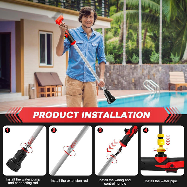 Akku Regenfasspumpe kompatibel mit Milwaukee 18V-Akku (ohne Batterie) | 90 l/min Durchfluss, tragbar