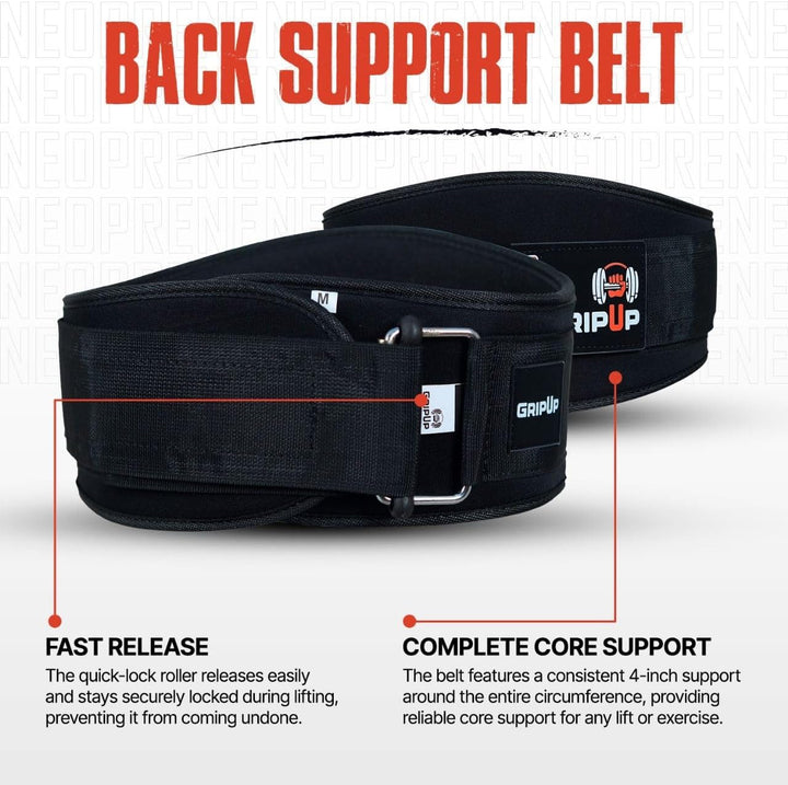 Gewichthebergürtel 6,5” aus Neopren – Ergonomischer Fitness Gürtel mit verstellbarem Verschluss, Rüc