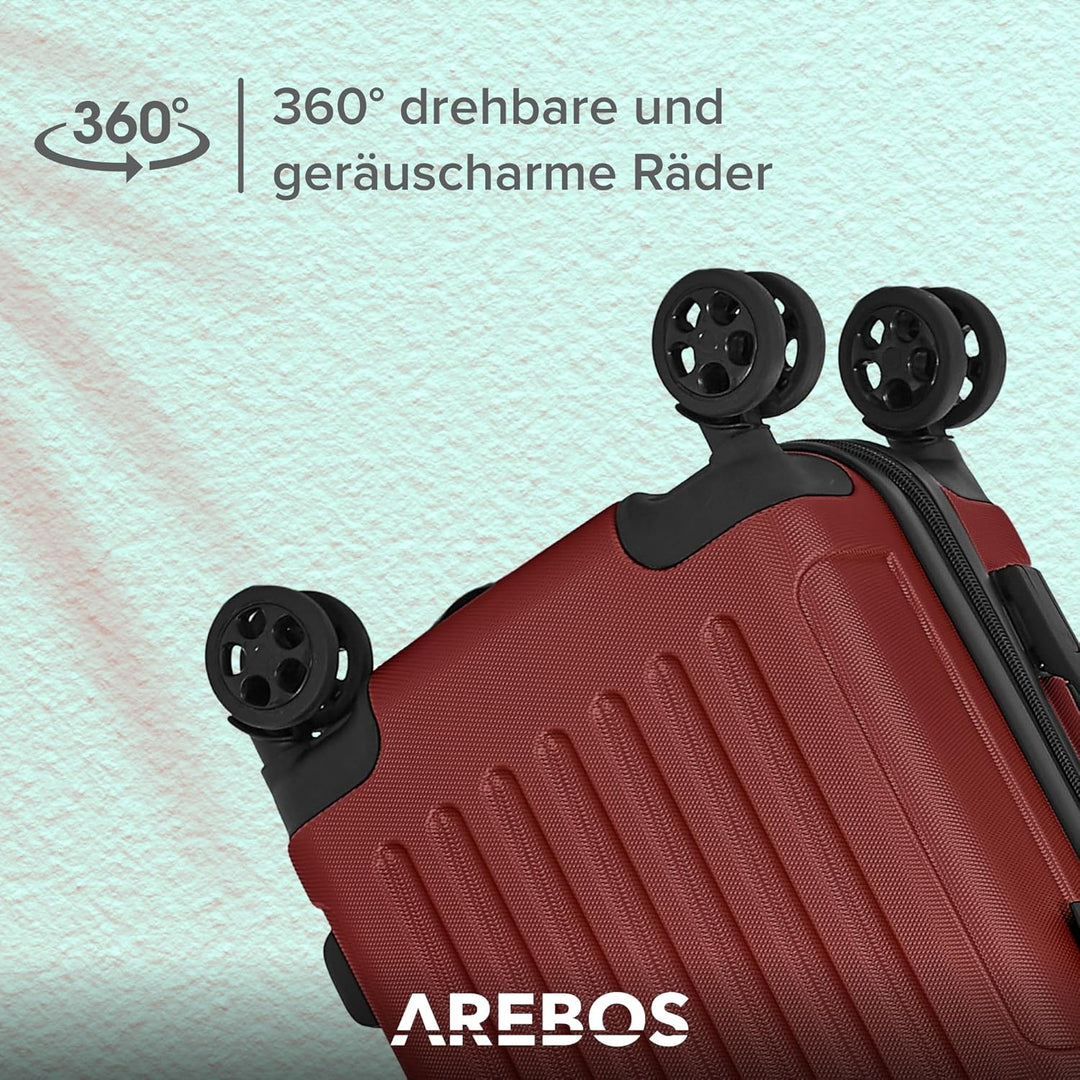 Arebos Reisekoffer 3er Set I ABS-Hartschale I Trolley Kofferset I Teleskopgriff I Inkl. Reissverschl