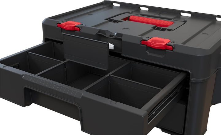 Keter Stack & Roll 253384 Werkzeug-Aufbewahrungseinheit mit 2 Schubladen Werkzeugschrank mit 2 Schub