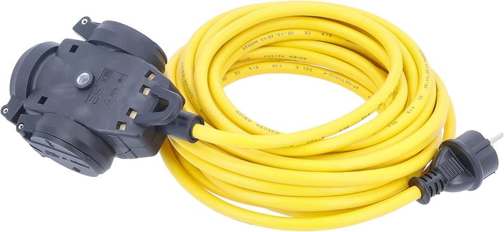 as - Schwabe 61454 3-fach Vollgummi-Verteilersteckdose, 3 m Verlängerung K35 IP44 Aussenbereich