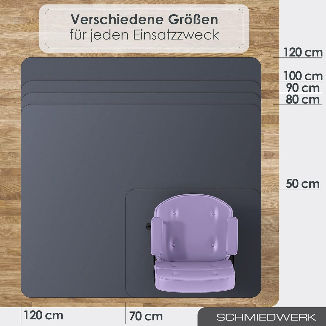 Bodenschutzmatte farbig | Bürostuhl Unterlage | Kratzfest | Made in Germany (Anthrazit, 90 x 120 cm)