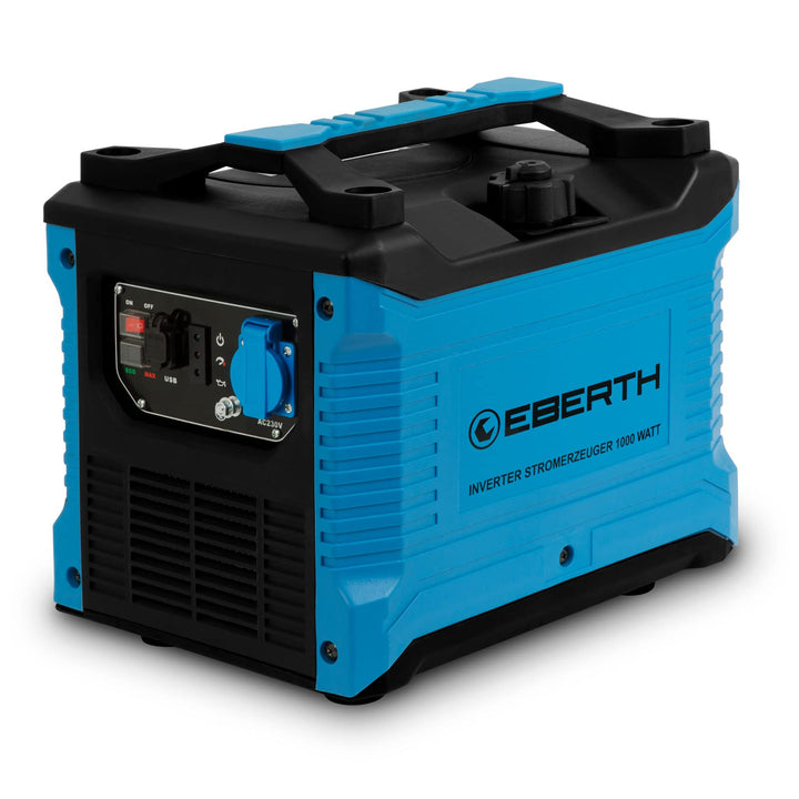EBERTH 1000 Watt Inverter Stromerzeuger leise, Notstromaggregat mit 2 PS Benzinmotor, 4-Takt, Stromg