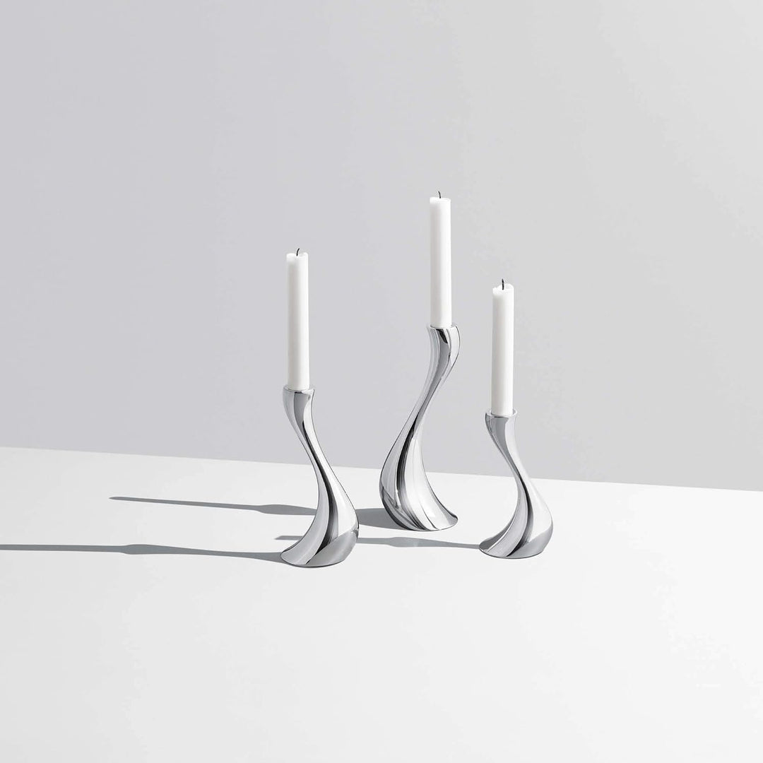 Georg Jensen Cobra Kerzenständer Edelstahl, Set von 3 Steel Silver, Steel Silver