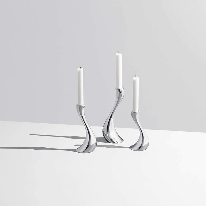 Georg Jensen Cobra Kerzenständer Edelstahl, Set von 3 Steel Silver, Steel Silver