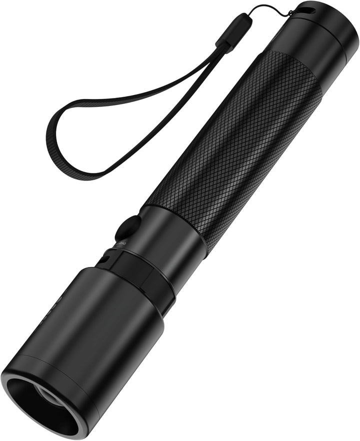 ANSMANN LED Taschenlampe in schwarz T400FR / wiederaufladbare Outdoor Leuchte mit stufenloser Fokuss
