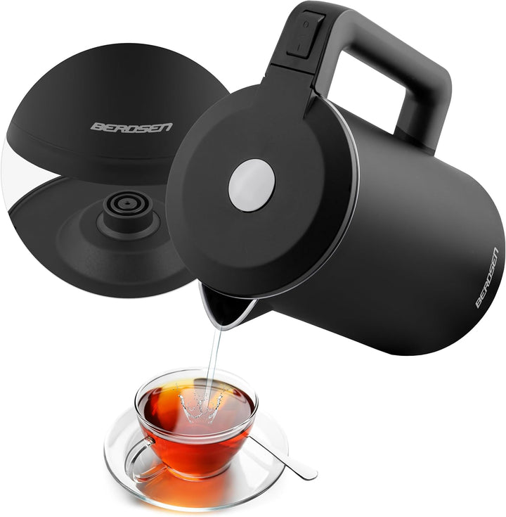 Berdsen Wasserkocher Edelstahl Mit Kalkfilter 1,7 L Fassungsvermögen 2200 Watt LED Beleuchtung Doppe
