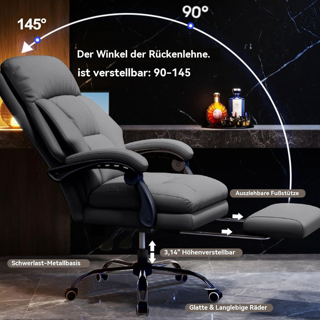 Bürostuhl mit Beinstütze Chefsessel mit Rollen Computer-Gaming-Stühle mit hoher Rückenlehne Verstell