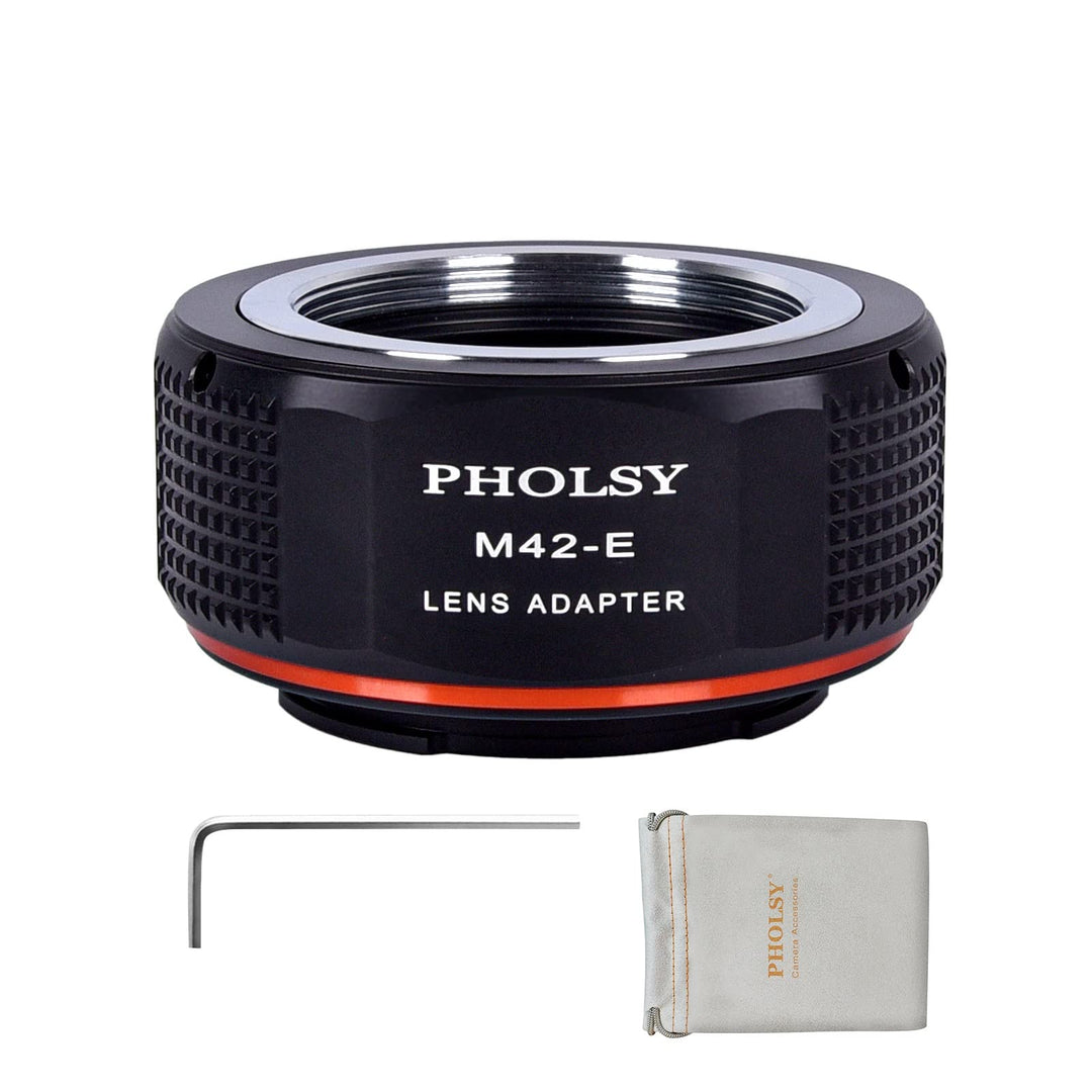 PHOLSY Objektivadapter für M42 42mm Schraubmontage-Objektiv auf Sony E Kameragehäuse für Sony a7 a60