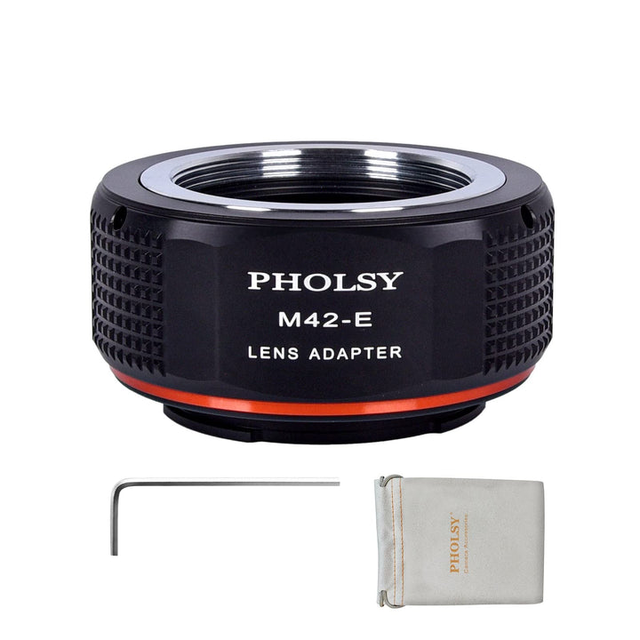 PHOLSY Objektivadapter für M42 42mm Schraubmontage-Objektiv auf Sony E Kameragehäuse für Sony a7 a60