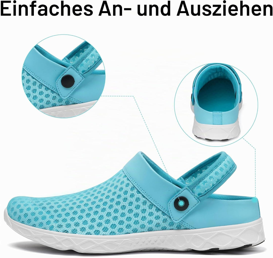 SAGUARO Unisex Clogs Sommer Hausschuhe Leicht Gartenschuhe Gr. 36-48 36 EU Hellblau, 36 EU Hellblau