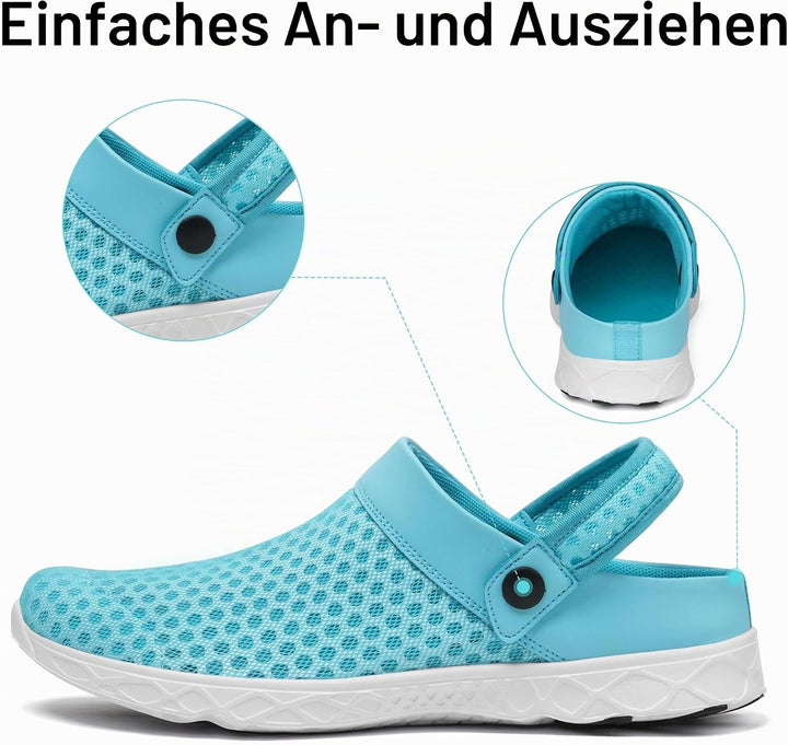 SAGUARO Unisex Clogs Sommer Hausschuhe Leicht Gartenschuhe Gr. 36-48 36 EU Hellblau, 36 EU Hellblau