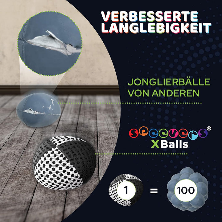 speevers XBalls Hohe Qualität Jonglierbälle Kinder Anfänger und Profi 3er Set, Jonglieren in 15 Farb