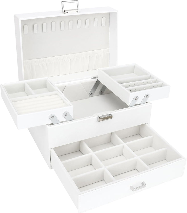 Schmuckkasten, Schmuckkästchen mit Schubladen für Damen Mädchen, PU-Leder Jewelry Box Schmuckbox Sch