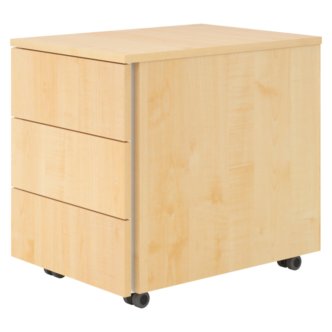 bümö lite Rollcontainer mit Schubladen, Container aus Holz in Ahorn - Rollwagen für's Büro als Schre