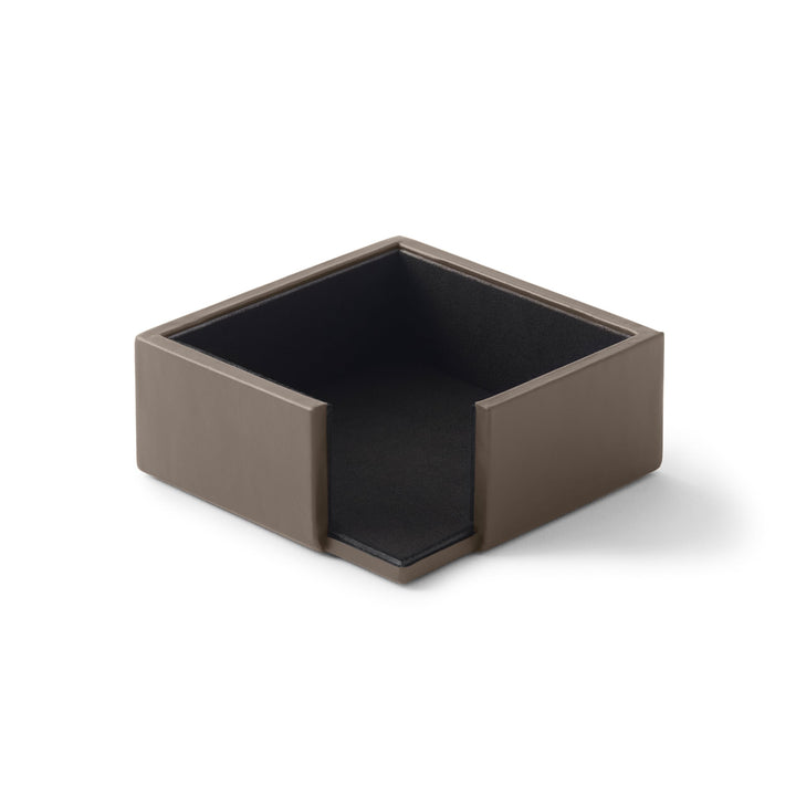 Eglooh - Minerva - Notizzettel Box Leder Taupe Grau - Zettelbox, Notizklotz, Zettelkasten für Schrei